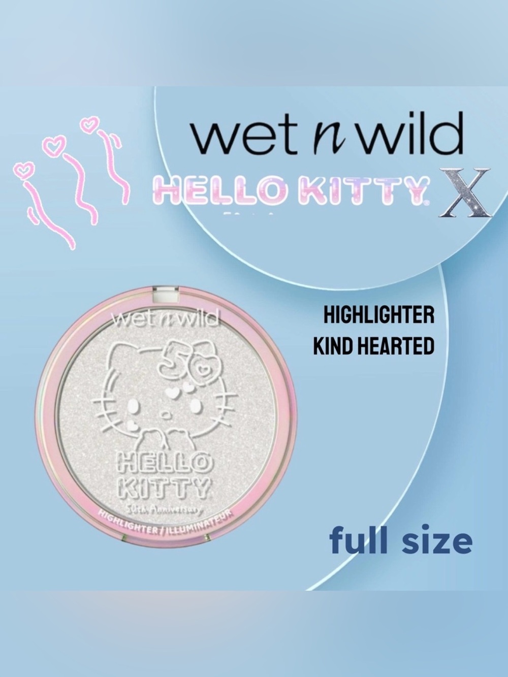 🇺🇸🆕📦NIB WET N WILDx HELLO KITTY |FULL| Highlighter - Kind Hearted Pearl shade
